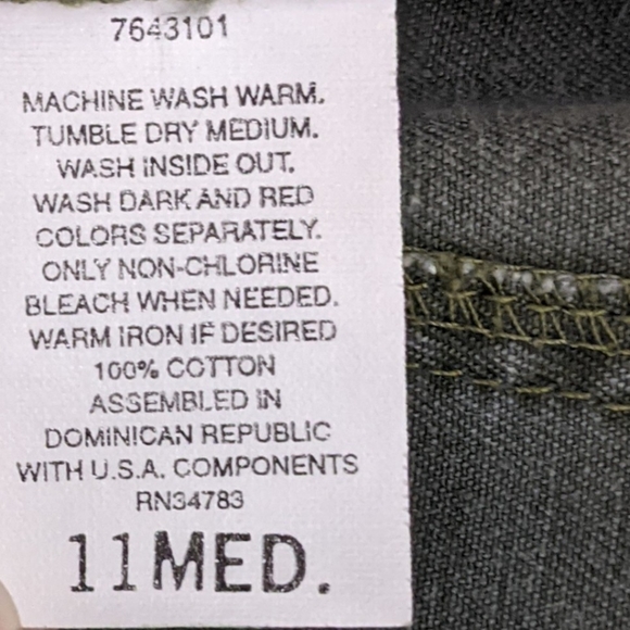 VTG Lee Dungarees Baggy Fit Cargo Olive Green Pants Carpenter Pant - Picture 4 of 10